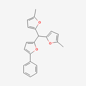 molecular formula C21H18O3 B11679909 2-[Bis(5-methylfuran-2-yl)methyl]-5-phenylfuran 