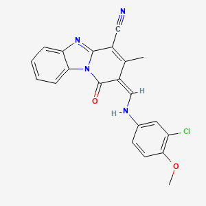 2-{(E)-[(3-chloro-4-methoxyphenyl)imino]methyl}-1-hydroxy-3-methylpyrido[1,2-a]benzimidazole-4-carbonitrile