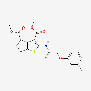 molecular formula C20H21NO6S B11679976 dimethyl 2-{[(3-methylphenoxy)acetyl]amino}-5,6-dihydro-4H-cyclopenta[b]thiophene-3,4-dicarboxylate 