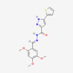 molecular formula C18H18N4O4S B11679991 3-(thiophen-2-yl)-N'-[(E)-(2,4,5-trimethoxyphenyl)methylidene]-1H-pyrazole-5-carbohydrazide 