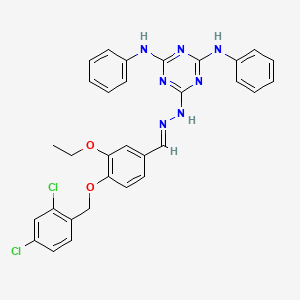 6-[(2E)-2-({4-[(2,4-Dichlorophenyl)methoxy]-3-ethoxyphenyl}methylidene)hydrazin-1-YL]-N2,N4-diphenyl-1,3,5-triazine-2,4-diamine