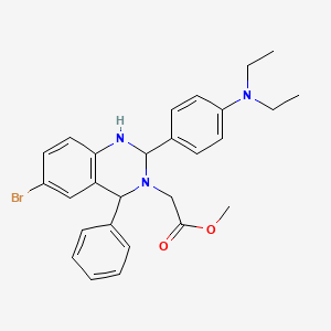 molecular formula C27H30BrN3O2 B11680074 methyl {6-bromo-2-[4-(diethylamino)phenyl]-4-phenyl-1,4-dihydroquinazolin-3(2H)-yl}acetate 