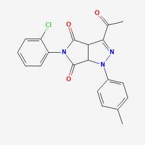 molecular formula C20H16ClN3O3 B11680075 3-acetyl-5-(2-chlorophenyl)-1-(4-methylphenyl)-3a,6a-dihydropyrrolo[3,4-c]pyrazole-4,6(1H,5H)-dione 