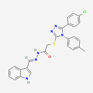 2-{[5-(4-chlorophenyl)-4-(4-methylphenyl)-4H-1,2,4-triazol-3-yl]sulfanyl}-N'-[(E)-1H-indol-3-ylmethylidene]acetohydrazide