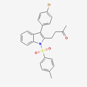 molecular formula C25H22BrNO3S B11680134 4-{3-(4-bromophenyl)-1-[(4-methylphenyl)sulfonyl]-1H-indol-2-yl}butan-2-one 