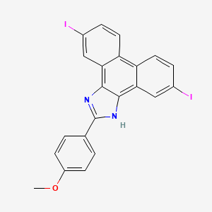 molecular formula C22H14I2N2O B11680141 5,10-diiodo-2-(4-methoxyphenyl)-1H-phenanthro[9,10-d]imidazole 