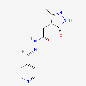 2-(3-methyl-5-oxo-4,5-dihydro-1H-pyrazol-4-yl)-N'-[(E)-pyridin-4-ylmethylidene]acetohydrazide