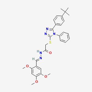 molecular formula C30H33N5O4S B11680197 2-{[5-(4-tert-butylphenyl)-4-phenyl-4H-1,2,4-triazol-3-yl]sulfanyl}-N'-[(E)-(2,4,5-trimethoxyphenyl)methylidene]acetohydrazide 