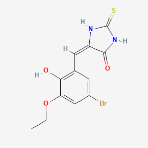 molecular formula C12H11BrN2O3S B11680222 (5E)-5-[(5-bromo-3-ethoxy-2-hydroxyphenyl)methylidene]-2-sulfanylideneimidazolidin-4-one 