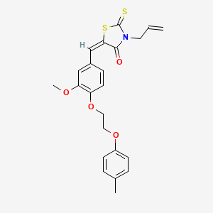 molecular formula C23H23NO4S2 B11680242 (5E)-5-{3-methoxy-4-[2-(4-methylphenoxy)ethoxy]benzylidene}-3-(prop-2-en-1-yl)-2-thioxo-1,3-thiazolidin-4-one 