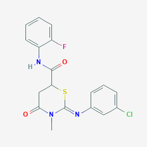 molecular formula C18H15ClFN3O2S B11680247 (2Z)-2-[(3-chlorophenyl)imino]-N-(2-fluorophenyl)-3-methyl-4-oxo-1,3-thiazinane-6-carboxamide 