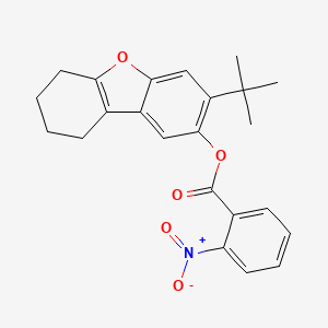 molecular formula C23H23NO5 B11680252 3-Tert-butyl-6,7,8,9-tetrahydrodibenzo[b,d]furan-2-yl 2-nitrobenzoate 