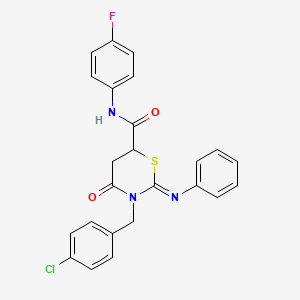 (2Z)-3-(4-chlorobenzyl)-N-(4-fluorophenyl)-4-oxo-2-(phenylimino)-1,3-thiazinane-6-carboxamide