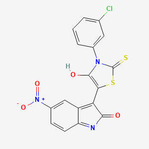 molecular formula C17H8ClN3O4S2 B11680272 (3Z)-3-[3-(3-chlorophenyl)-4-oxo-2-thioxo-1,3-thiazolidin-5-ylidene]-5-nitro-1,3-dihydro-2H-indol-2-one 