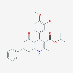 molecular formula C28H31NO5 B11680281 Propan-2-yl 4-(3,4-dimethoxyphenyl)-2-methyl-5-oxo-7-phenyl-1,4,5,6,7,8-hexahydroquinoline-3-carboxylate 