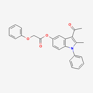 molecular formula C25H21NO4 B11680296 3-acetyl-2-methyl-1-phenyl-1H-indol-5-yl phenoxyacetate 