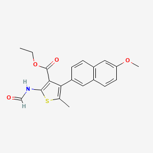 molecular formula C20H19NO4S B11680314 Ethyl 2-formamido-4-(6-methoxynaphthalen-2-yl)-5-methylthiophene-3-carboxylate 