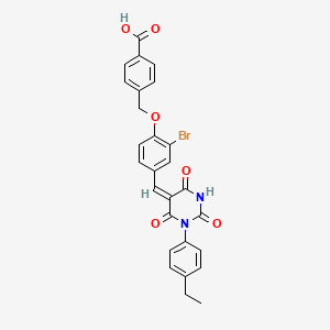 4-[(2-bromo-4-{(E)-[1-(4-ethylphenyl)-2,4,6-trioxotetrahydropyrimidin-5(2H)-ylidene]methyl}phenoxy)methyl]benzoic acid