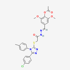 4-{(E)-[({[5-(4-Chlorophenyl)-4-(4-methylphenyl)-4H-1,2,4-triazol-3-YL]sulfanyl}acetyl)hydrazono]methyl}-2,6-dimethoxyphenyl acetate