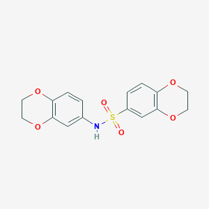 molecular formula C16H15NO6S B11680332 N-(2,3-dihydro-1,4-benzodioxin-6-yl)-2,3-dihydro-1,4-benzodioxine-6-sulfonamide 