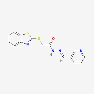 molecular formula C15H12N4OS2 B11680370 2-(1,3-benzothiazol-2-ylsulfanyl)-N'-[(E)-pyridin-3-ylmethylidene]acetohydrazide 