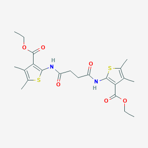 molecular formula C22H28N2O6S2 B11680375 Ethyl 2-((4-((3-(ethoxycarbonyl)-4,5-dimethyl-2-thienyl)amino)-4-oxobutanoyl)amino)-4,5-dimethyl-3-thiophenecarboxylate 