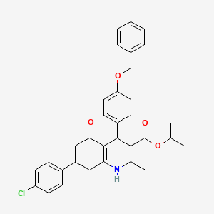 molecular formula C33H32ClNO4 B11680382 Propan-2-yl 4-[4-(benzyloxy)phenyl]-7-(4-chlorophenyl)-2-methyl-5-oxo-1,4,5,6,7,8-hexahydroquinoline-3-carboxylate 