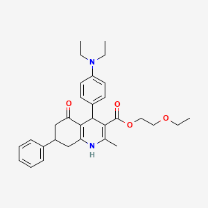 molecular formula C31H38N2O4 B11680414 2-Ethoxyethyl 4-[4-(diethylamino)phenyl]-2-methyl-5-oxo-7-phenyl-1,4,5,6,7,8-hexahydroquinoline-3-carboxylate 