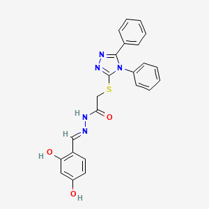 molecular formula C23H19N5O3S B11680421 N'-[(E)-(2,4-dihydroxyphenyl)methylidene]-2-[(4,5-diphenyl-4H-1,2,4-triazol-3-yl)sulfanyl]acetohydrazide 