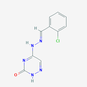 molecular formula C10H8ClN5O B11680428 5-[(2E)-2-(2-chlorobenzylidene)hydrazinyl]-1,2,4-triazin-3-ol 