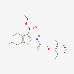 molecular formula C22H27NO4S B11680460 Ethyl 2-[2-(2,6-dimethylphenoxy)acetamido]-6-methyl-4,5,6,7-tetrahydro-1-benzothiophene-3-carboxylate 