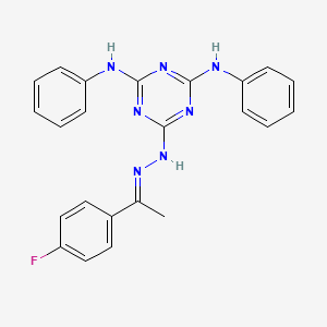 6-{(2E)-2-[1-(4-fluorophenyl)ethylidene]hydrazinyl}-N,N'-diphenyl-1,3,5-triazine-2,4-diamine