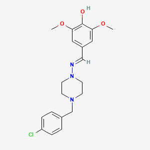 4-((E)-{[4-(4-chlorobenzyl)-1-piperazinyl]imino}methyl)-2,6-dimethoxyphenol