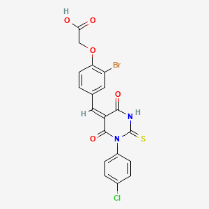 (2-bromo-4-{(E)-[1-(4-chlorophenyl)-4,6-dioxo-2-thioxotetrahydropyrimidin-5(2H)-ylidene]methyl}phenoxy)acetic acid