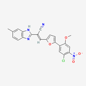 (2E)-3-[5-(5-chloro-2-methoxy-4-nitrophenyl)furan-2-yl]-2-(6-methyl-1H-benzimidazol-2-yl)prop-2-enenitrile