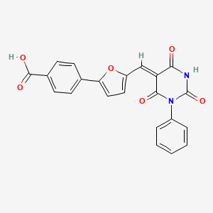 4-{5-[(Z)-(2,4,6-trioxo-1-phenyltetrahydropyrimidin-5(2H)-ylidene)methyl]furan-2-yl}benzoic acid