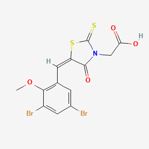 2-[(5E)-5-[(3,5-dibromo-2-methoxyphenyl)methylidene]-4-oxo-2-sulfanylidene-1,3-thiazolidin-3-yl]acetic acid