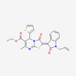 Ethyl (2Z)-2-(1-allyl-2-oxo-1,2-dihydro-3H-indol-3-ylidene)-7-methyl-3-oxo-5-(2-thienyl)-2,3-dihydro-5H-[1,3]thiazolo[3,2-A]pyrimidine-6-carboxylate