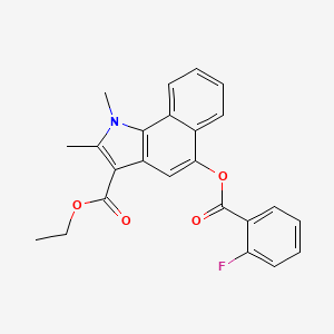 molecular formula C24H20FNO4 B11680619 ethyl 5-{[(2-fluorophenyl)carbonyl]oxy}-1,2-dimethyl-1H-benzo[g]indole-3-carboxylate 