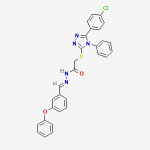 molecular formula C29H22ClN5O2S B11680627 2-{[5-(4-chlorophenyl)-4-phenyl-4H-1,2,4-triazol-3-yl]sulfanyl}-N'-[(E)-(3-phenoxyphenyl)methylidene]acetohydrazide 