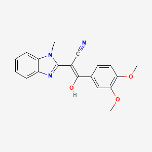 (E)-3-(3,4-dimethoxyphenyl)-2-(1-methyl-1H-benzo[d]imidazol-2(3H)-ylidene)-3-oxopropanenitrile