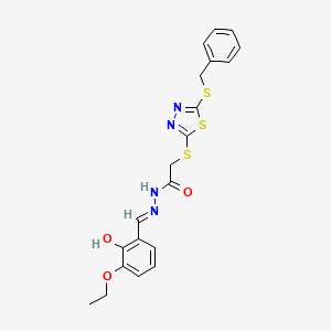 2-{[5-(benzylsulfanyl)-1,3,4-thiadiazol-2-yl]sulfanyl}-N'-[(E)-(3-ethoxy-2-hydroxyphenyl)methylidene]acetohydrazide