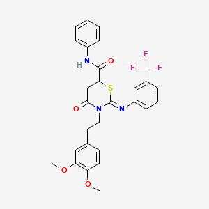 (2Z)-3-[2-(3,4-dimethoxyphenyl)ethyl]-4-oxo-N-phenyl-2-{[3-(trifluoromethyl)phenyl]imino}-1,3-thiazinane-6-carboxamide