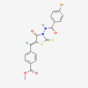 molecular formula C19H13BrN2O4S2 B11680705 methyl 4-[(Z)-(3-{[(4-bromophenyl)carbonyl]amino}-4-oxo-2-thioxo-1,3-thiazolidin-5-ylidene)methyl]benzoate 