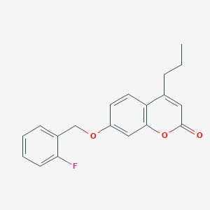 molecular formula C19H17FO3 B11680710 7-[(2-fluorophenyl)methoxy]-4-propyl-2H-chromen-2-one CAS No. 304896-88-6