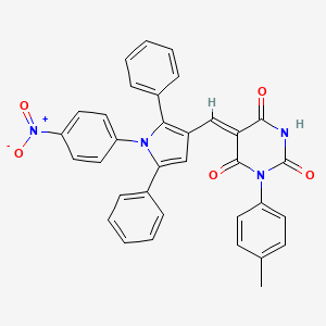 (5Z)-1-(4-methylphenyl)-5-{[1-(4-nitrophenyl)-2,5-diphenyl-1H-pyrrol-3-yl]methylidene}pyrimidine-2,4,6(1H,3H,5H)-trione