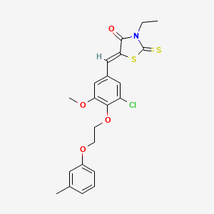 molecular formula C22H22ClNO4S2 B11680739 (5Z)-5-{3-chloro-5-methoxy-4-[2-(3-methylphenoxy)ethoxy]benzylidene}-3-ethyl-2-thioxo-1,3-thiazolidin-4-one 