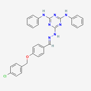 6-[(2E)-2-{4-[(4-chlorobenzyl)oxy]benzylidene}hydrazinyl]-N,N'-diphenyl-1,3,5-triazine-2,4-diamine