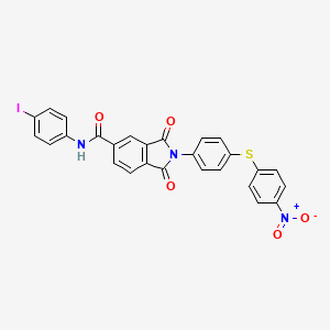 molecular formula C27H16IN3O5S B11680753 N-(4-iodophenyl)-2-{4-[(4-nitrophenyl)sulfanyl]phenyl}-1,3-dioxo-2,3-dihydro-1H-isoindole-5-carboxamide 