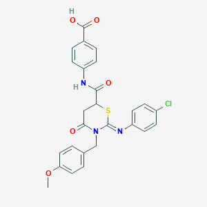 4-({[(2Z)-2-[(4-chlorophenyl)imino]-3-(4-methoxybenzyl)-4-oxo-1,3-thiazinan-6-yl]carbonyl}amino)benzoic acid